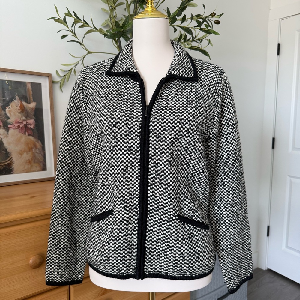 Talbots Black and White Textured Blazer